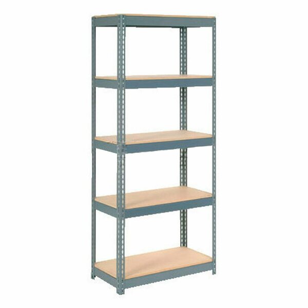 Global Industrial 5 Shelf, Extra HD Boltless Shelving, Starter, 36inW x 24inD x 96inH, Wood Deck 601886H